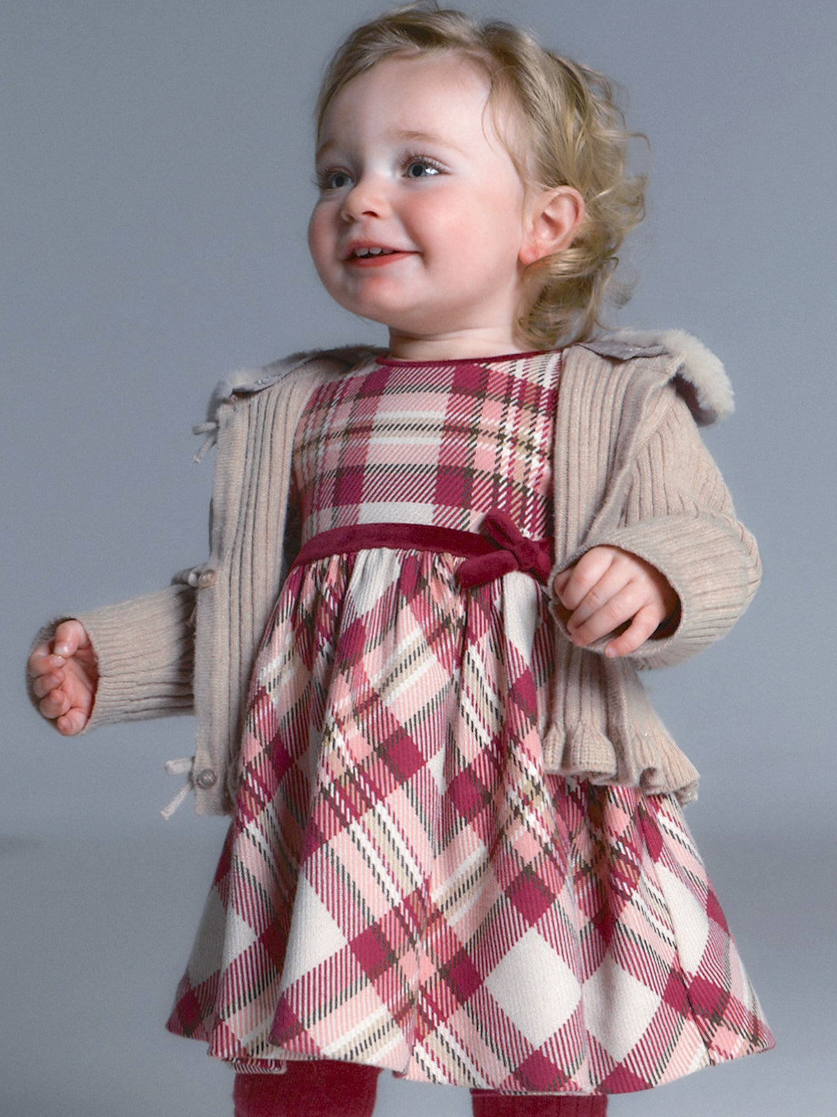 Vestido xadrez Framboesa (Vermelho Escuro)  para Bebé Menina - Mayoral