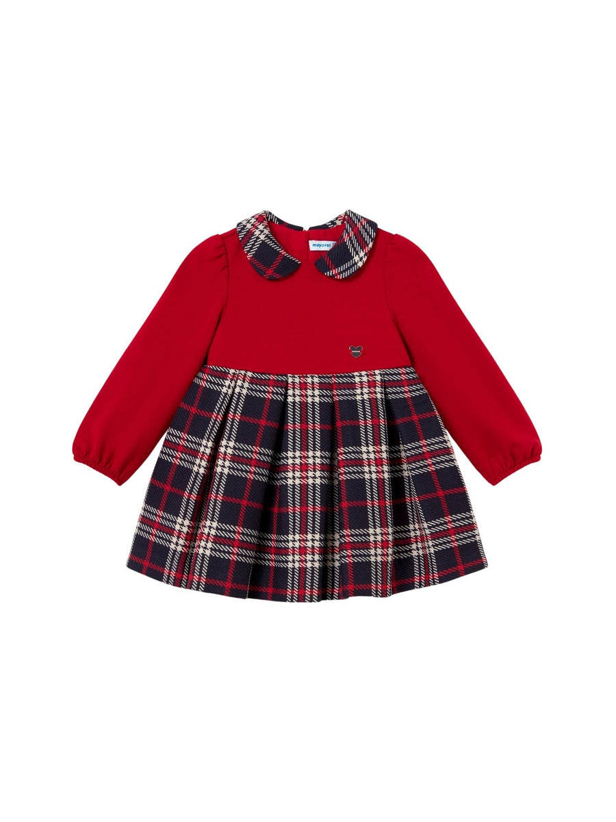 Vestido xadrez combinado Vermelho (Vermelho)  para Bebé Menina - Mayoral