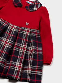 Vestido xadrez combinado Vermelho (Vermelho)  para Bebé Menina - Mayoral