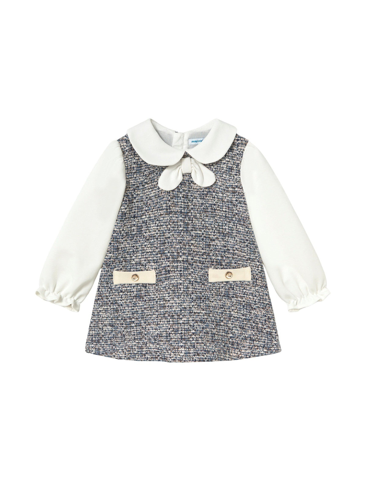 Vestido comb. ponto tweed Marinho (Marinho)  para Bebé Menina - Mayoral