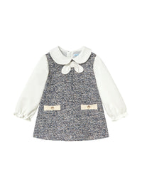 Vestido comb. ponto tweed Marinho (Marinho)  para Bebé Menina - Mayoral