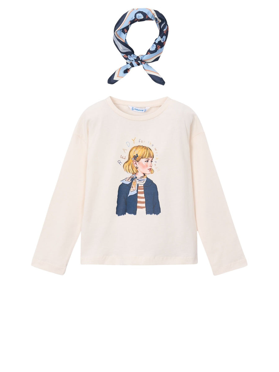 Camisola com lenço Soja-marin (Azul)  para Menina - Mayoral