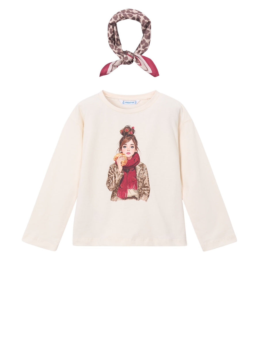 Camisola com lenço Soja-cherr (Vermelho)  para Menina - Mayoral