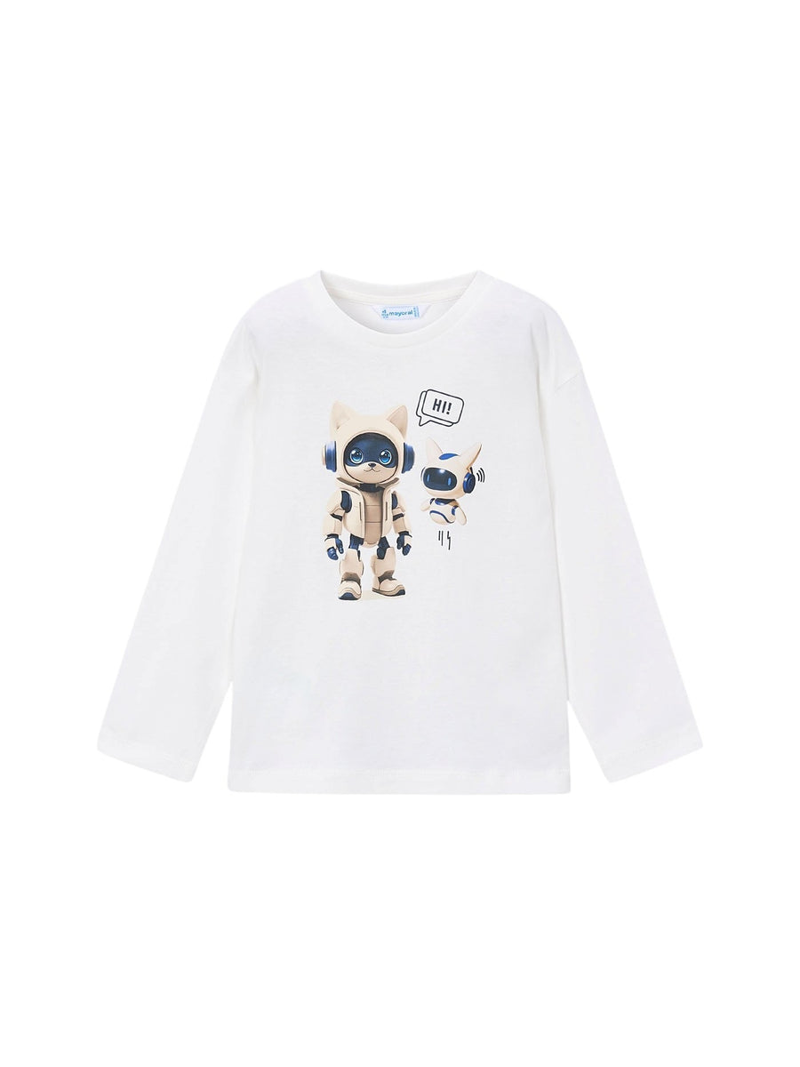 Camisola robot Nata (Creme / Pérola)  para Menino - Mayoral