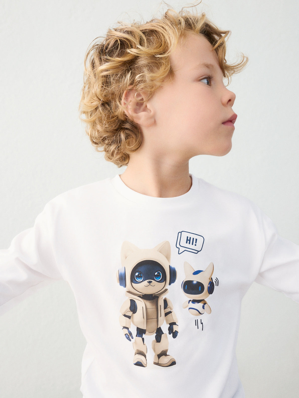 Camisola robot Nata (Creme / Pérola)  para Menino - Mayoral