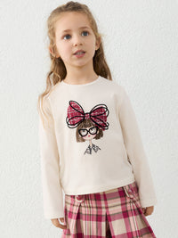 Camiseta m/comp. clássica Crú-vermel (Vermelho)  para Menina - Mayoral