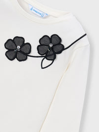 Camiseta m/comp. clássica Crú-preto (Preto)  para Menina - Mayoral