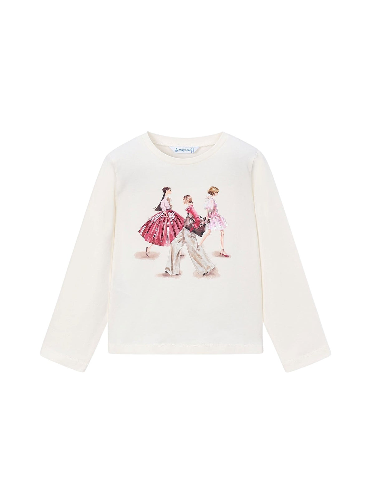 Camiseta m/comp. clássica Crú-petala (Rosa)  para Menina - Mayoral