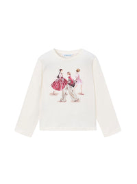 Camiseta m/comp. clássica Crú-petala (Rosa)  para Menina - Mayoral