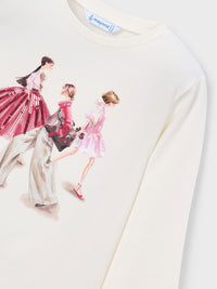 Camiseta m/comp. clássica Crú-petala (Rosa)  para Menina - Mayoral