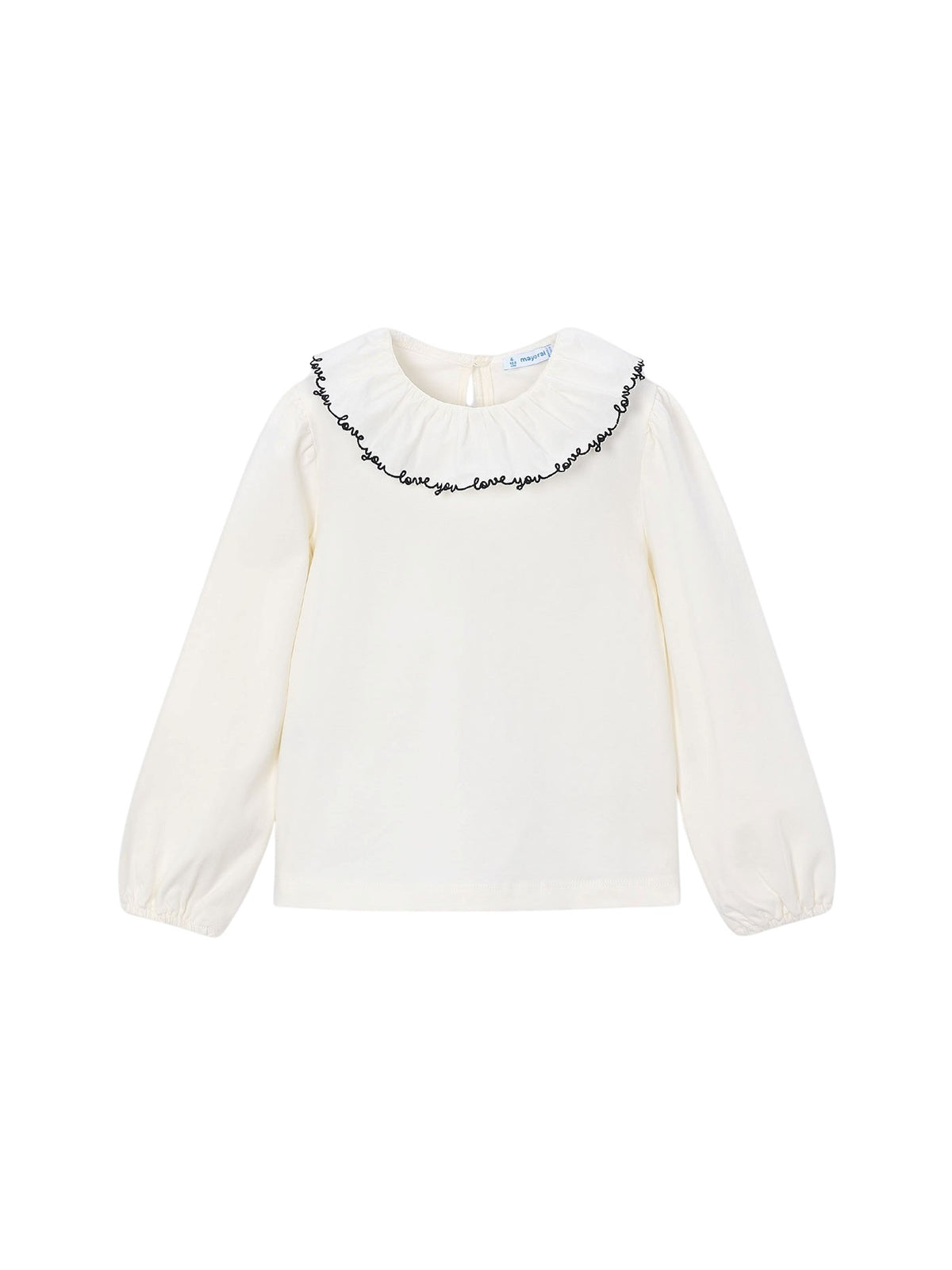 Blusa gola folhos Crú-preto (Preto)  para Menina - Mayoral