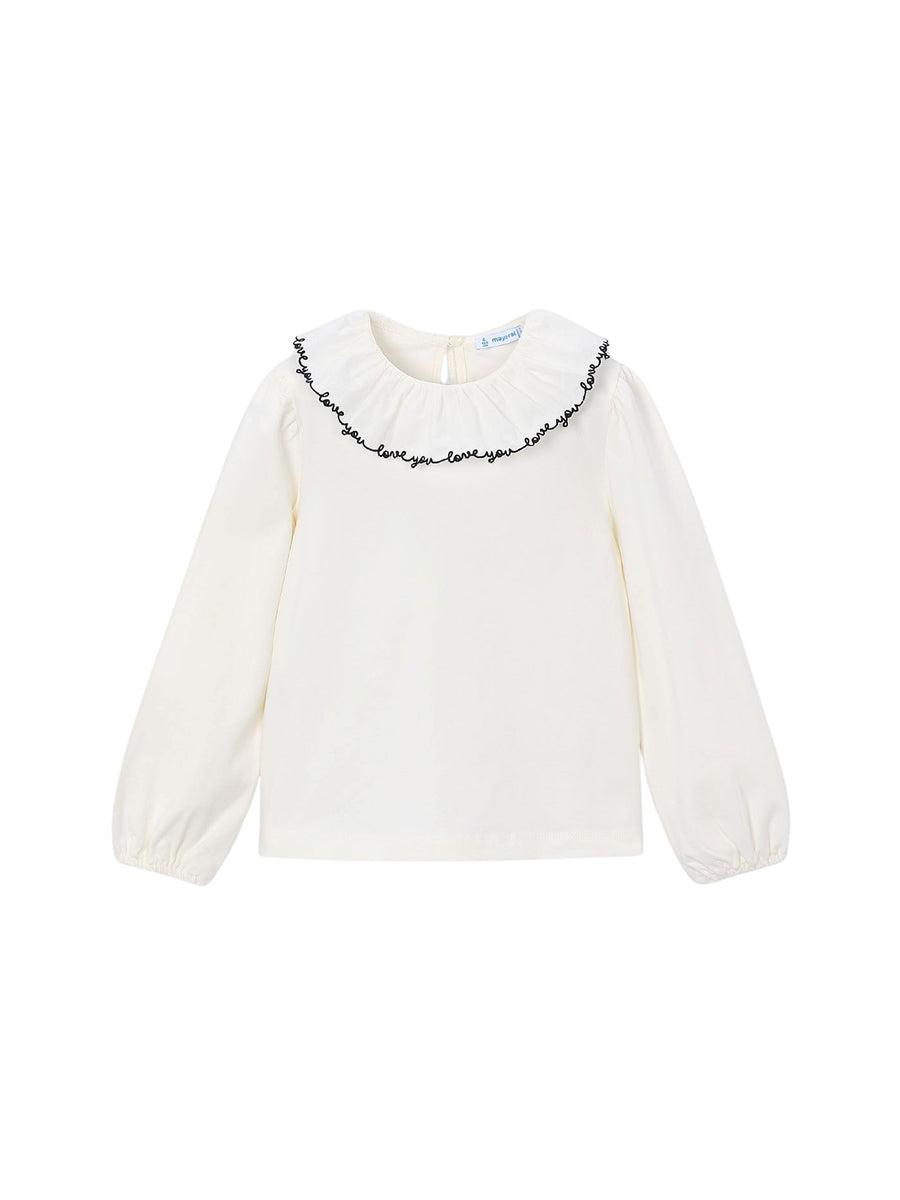 Blusa gola folhos Crú-preto (Preto)  para Menina - Mayoral