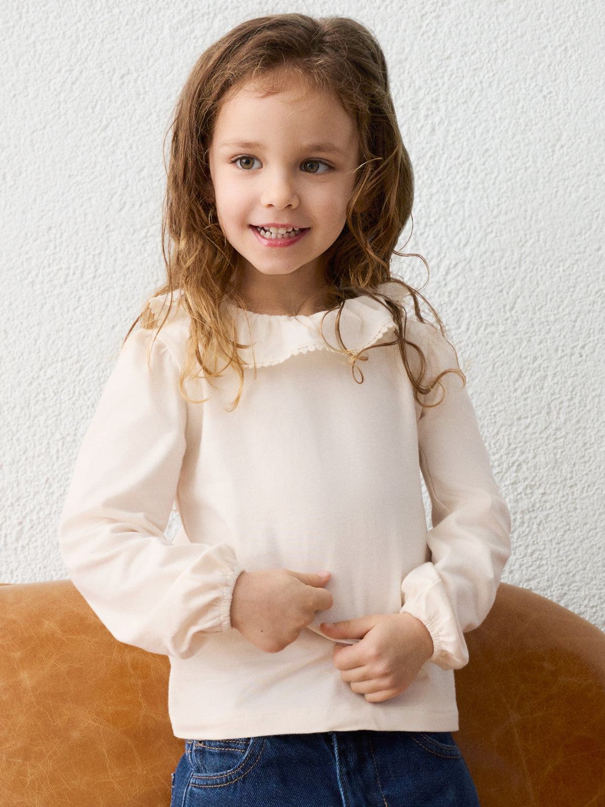 Blusa gola folhos Soja (Creme / Pérola)  para Menina - Mayoral