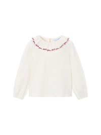 Blusa gola folhos Crú-framb (Vermelho Escuro)  para Menina - Mayoral