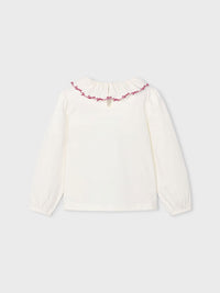 Blusa gola folhos Crú-framb (Vermelho Escuro)  para Menina - Mayoral