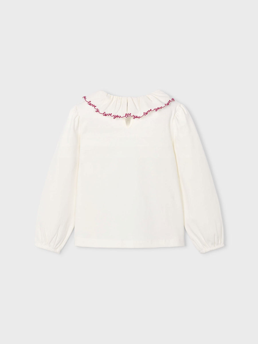 Blusa gola folhos Crú-framb (Vermelho Escuro)  para Menina - Mayoral