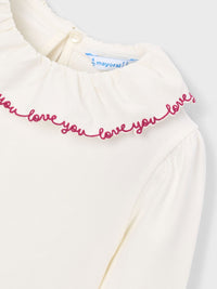 Blusa gola folhos Crú-framb (Vermelho Escuro)  para Menina - Mayoral