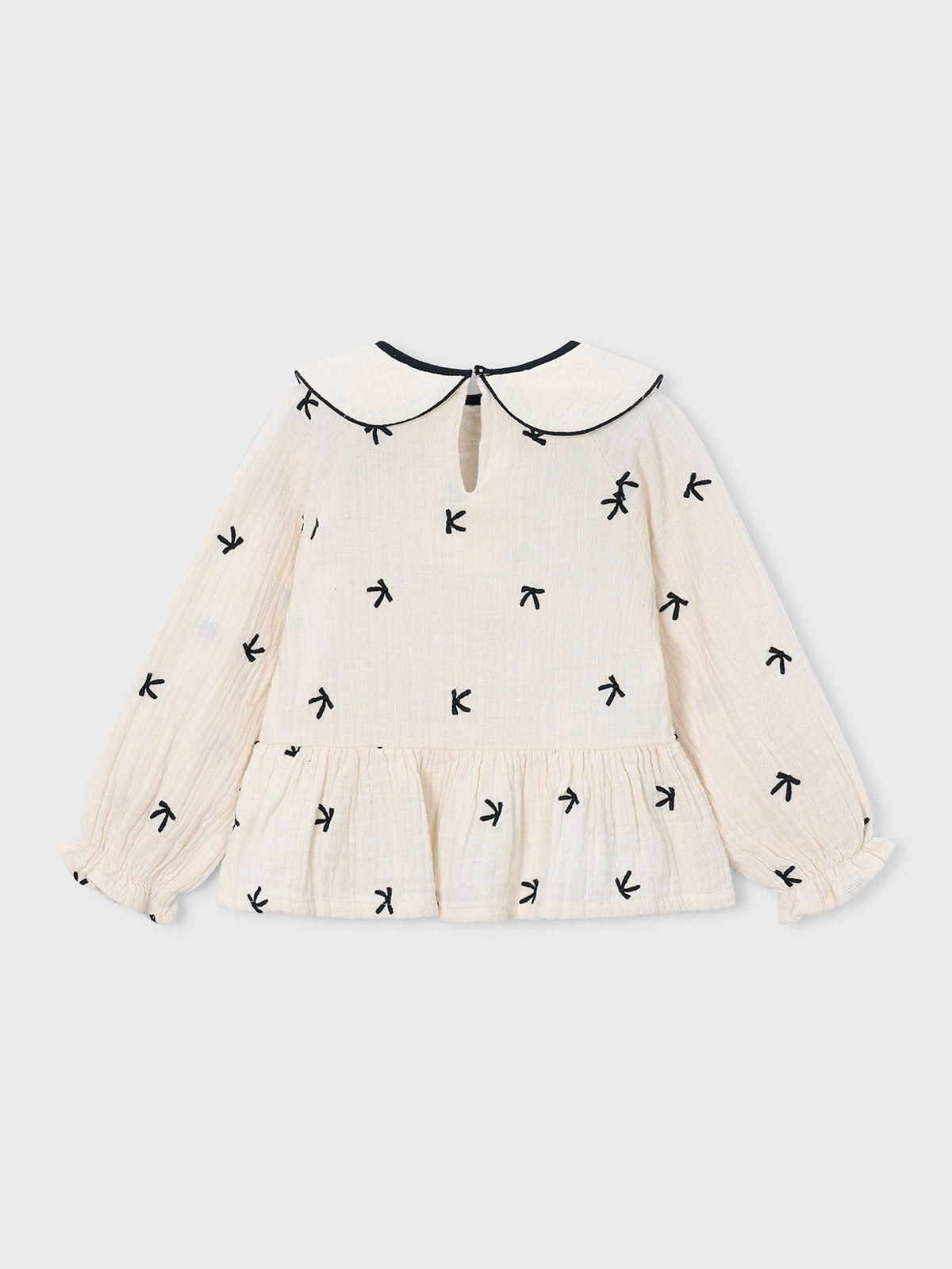 Blusa bordada laços Soja-preto (Creme / Pérola)  para Menina - Mayoral