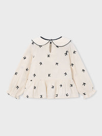 Blusa bordada laços Soja-preto (Creme / Pérola)  para Menina - Mayoral