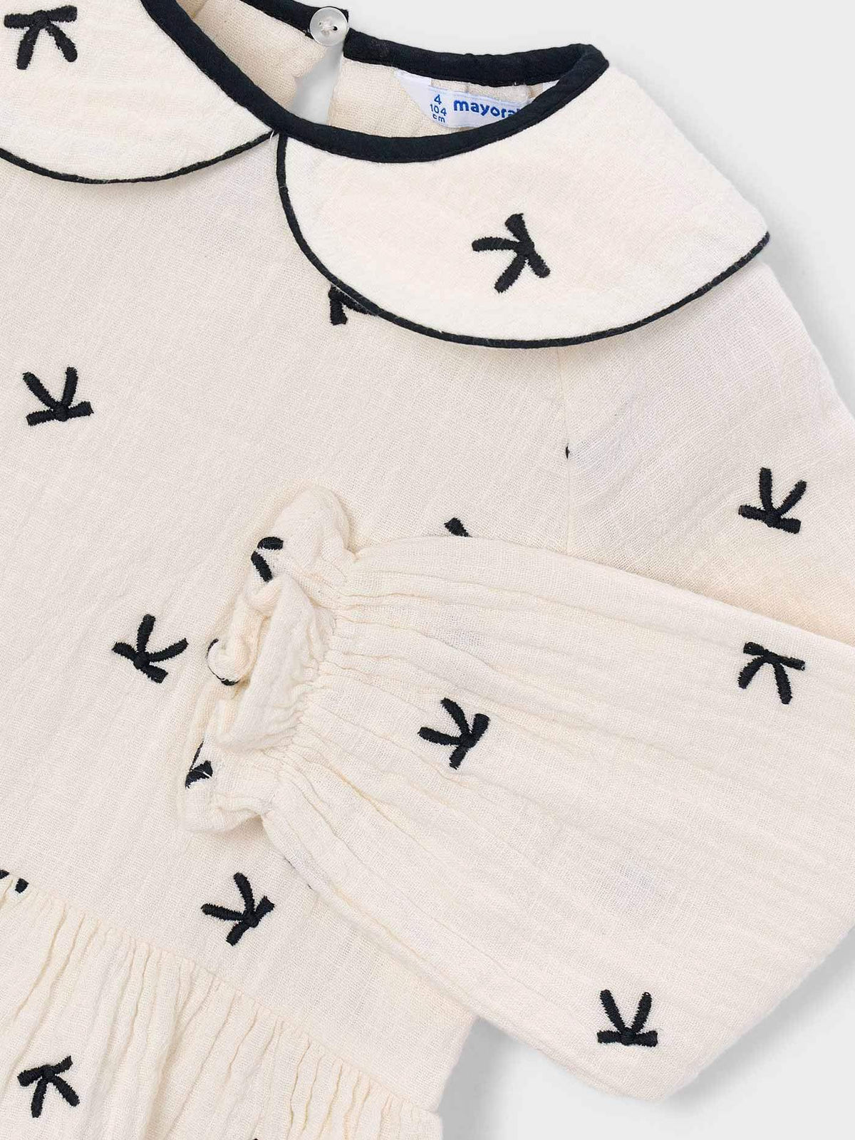 Blusa bordada laços Soja-preto (Creme / Pérola)  para Menina - Mayoral