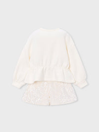 Conj. bermuda lantejoulas Soja (Creme / Pérola)  para Menina - Mayoral