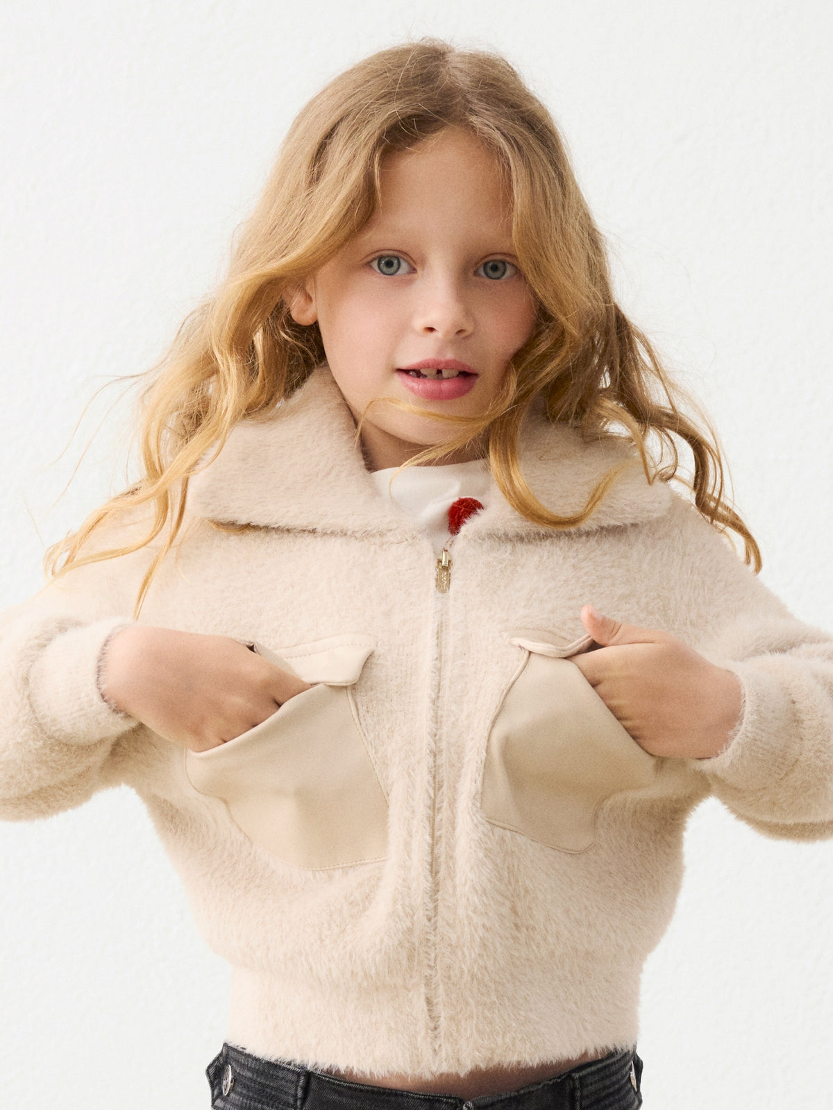 Casaco tricot pelo Biscuit (Castanho)  para Menina - Mayoral