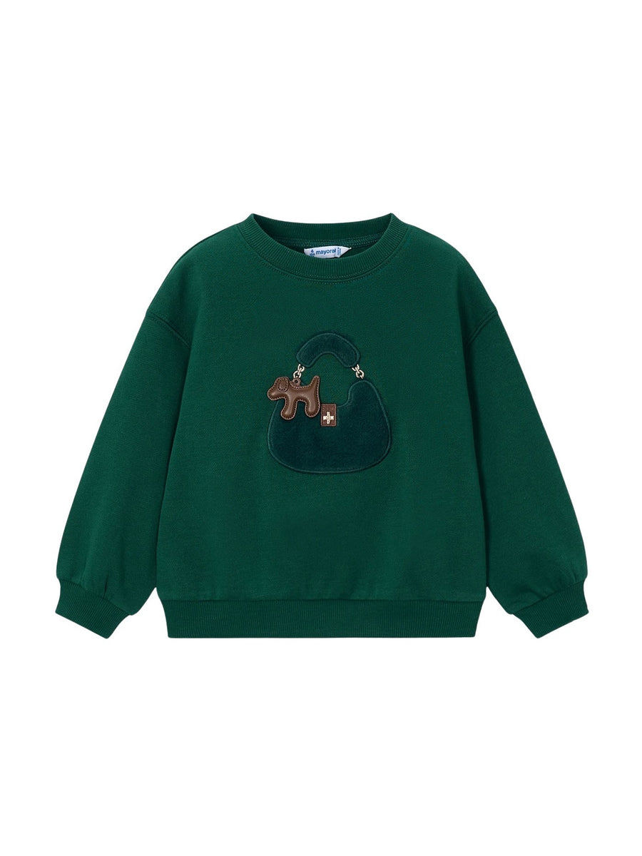 Sweat aplicações V.garrafa (Verde Escuro)  para Menina - Mayoral