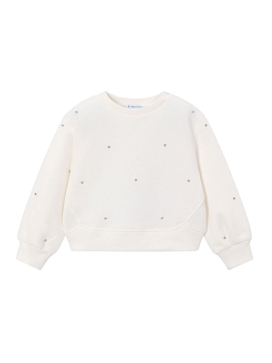 Sweat aplicações Crú (Creme / Pérola)  para Menina - Mayoral