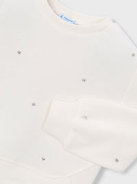 Sweat aplicações Crú (Creme / Pérola)  para Menina - Mayoral