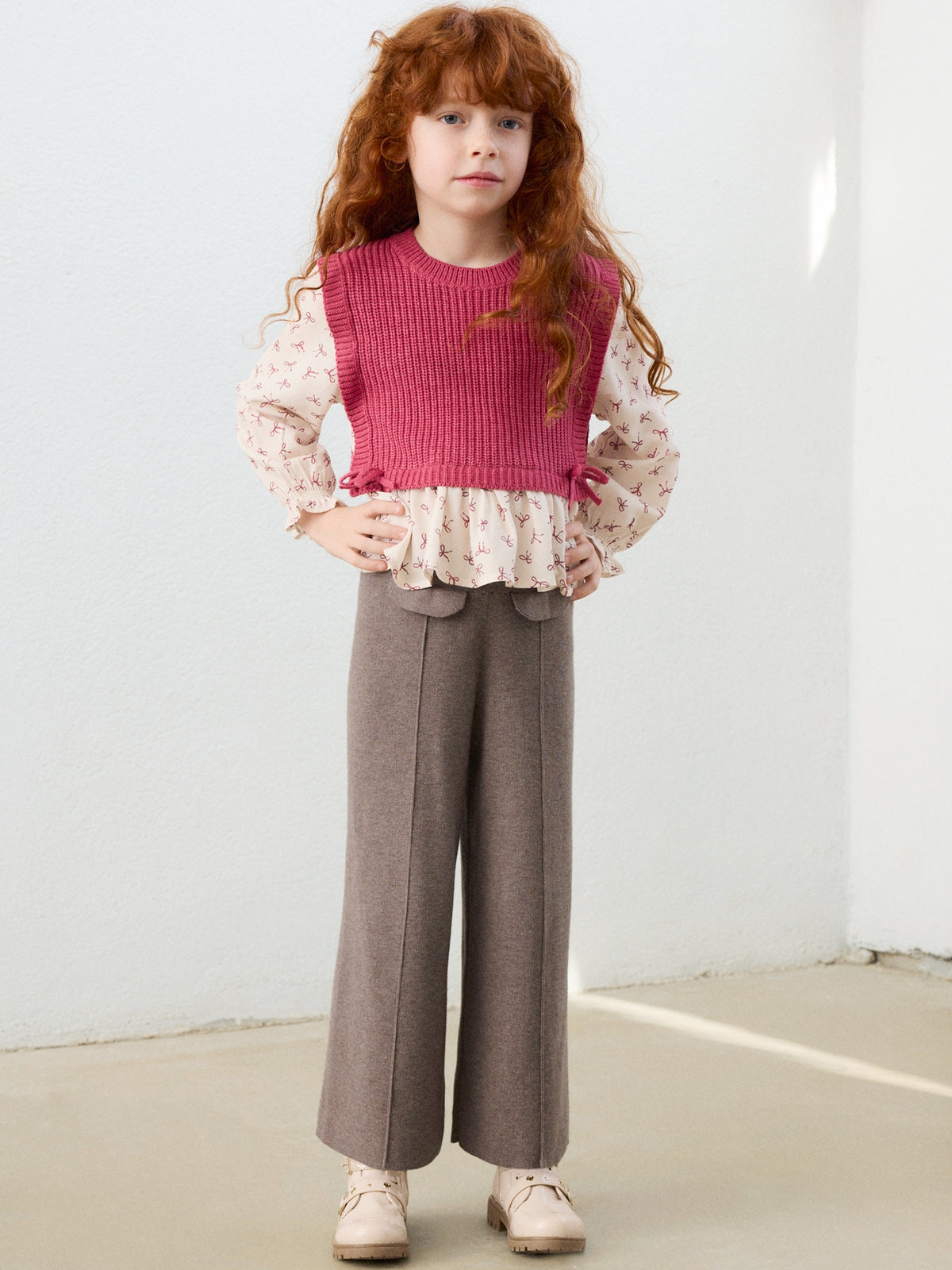 Calça tricô Moka mez (Castanho Claro)  para Menina - Mayoral