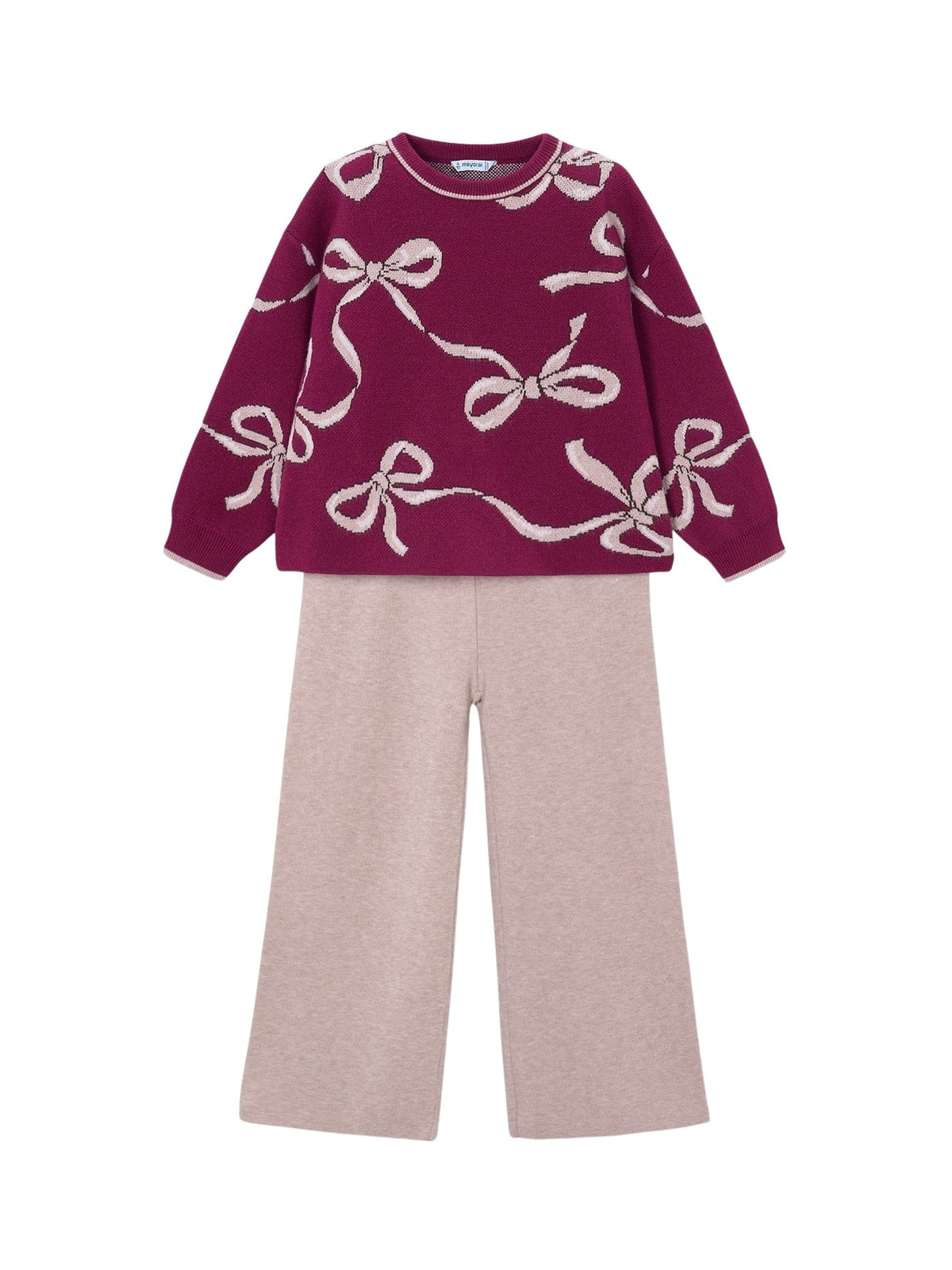 Conj. calça tricot Framboesa (Vermelho Escuro)  para Menina - Mayoral