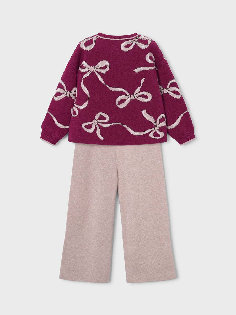 Conj. calça tricot Framboesa (Vermelho Escuro)  para Menina - Mayoral