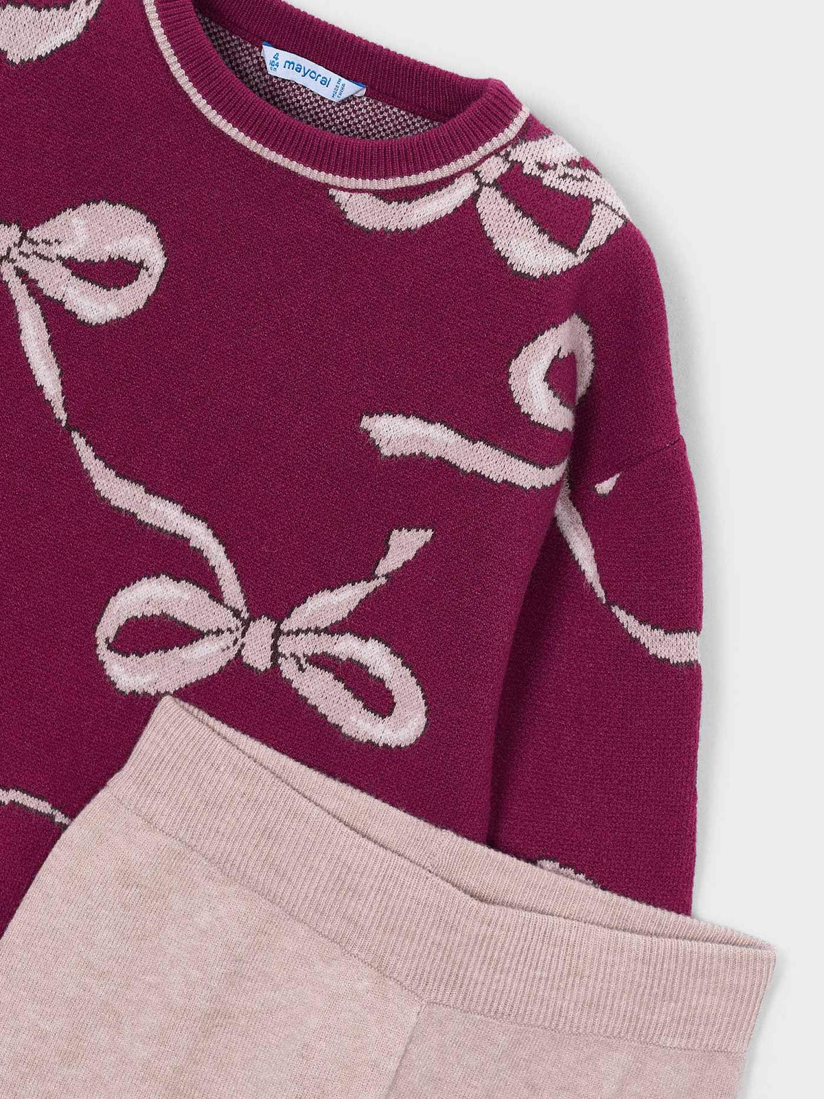 Conj. calça tricot Framboesa (Vermelho Escuro)  para Menina - Mayoral