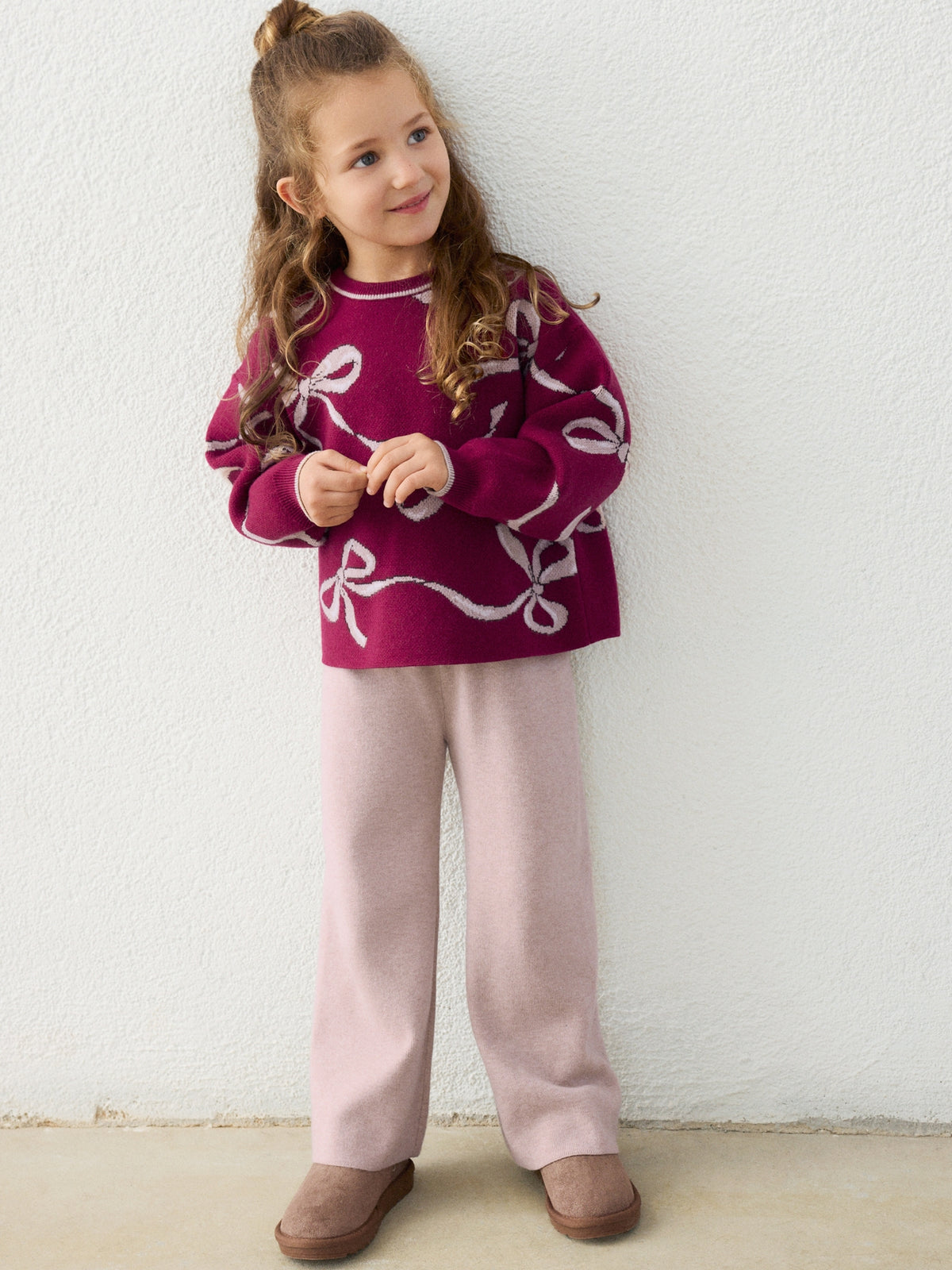 Conj. calça tricot Framboesa (Vermelho Escuro)  para Menina - Mayoral