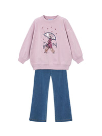 Conj. leggings flare Rosa malva (Lilás)  para Menina - Mayoral