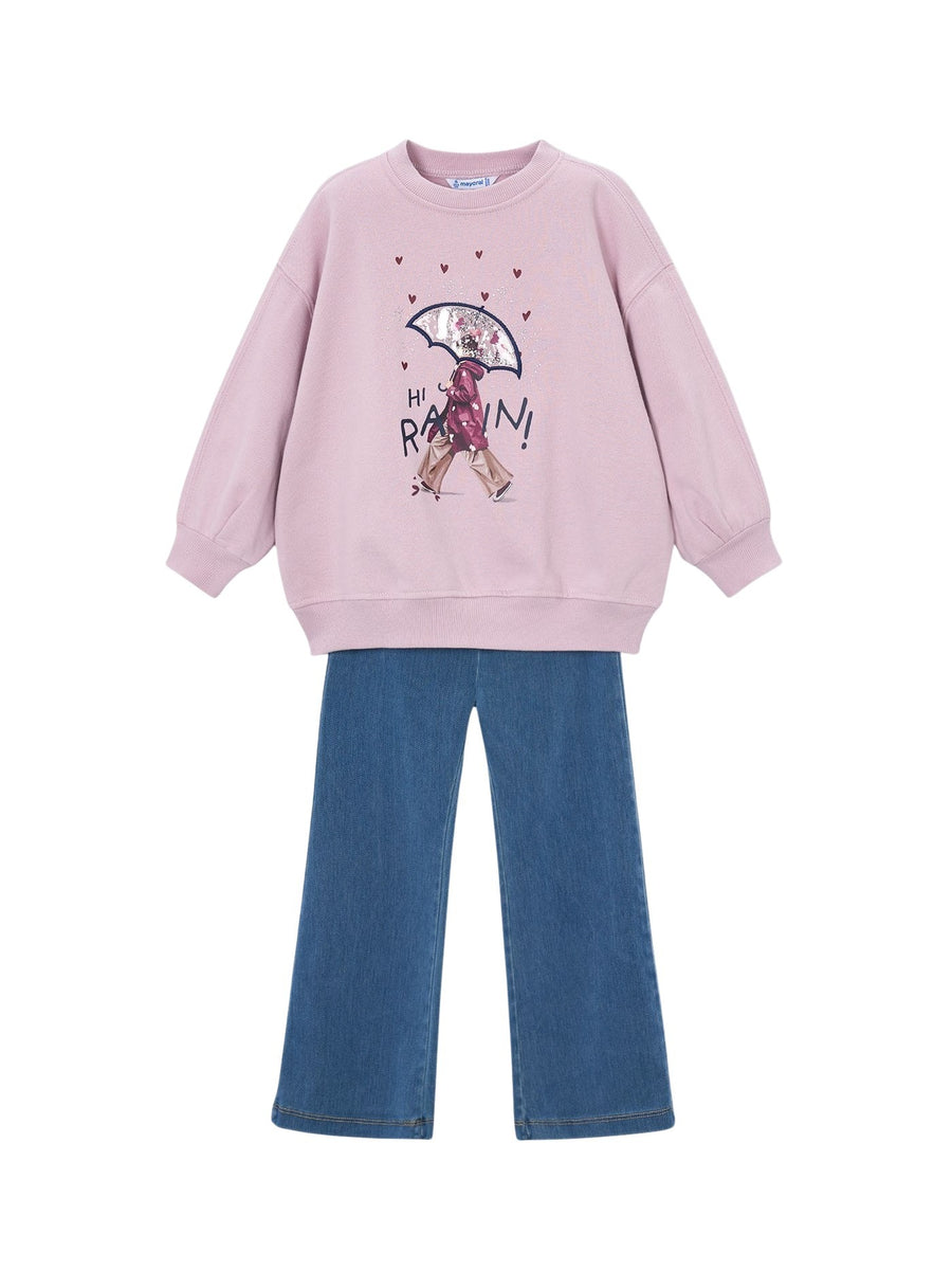 Conj. leggings flare Rosa malva (Lilás)  para Menina - Mayoral