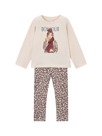Conj. leggings estampadas Castanha (Castanho)  para Menina - Mayoral