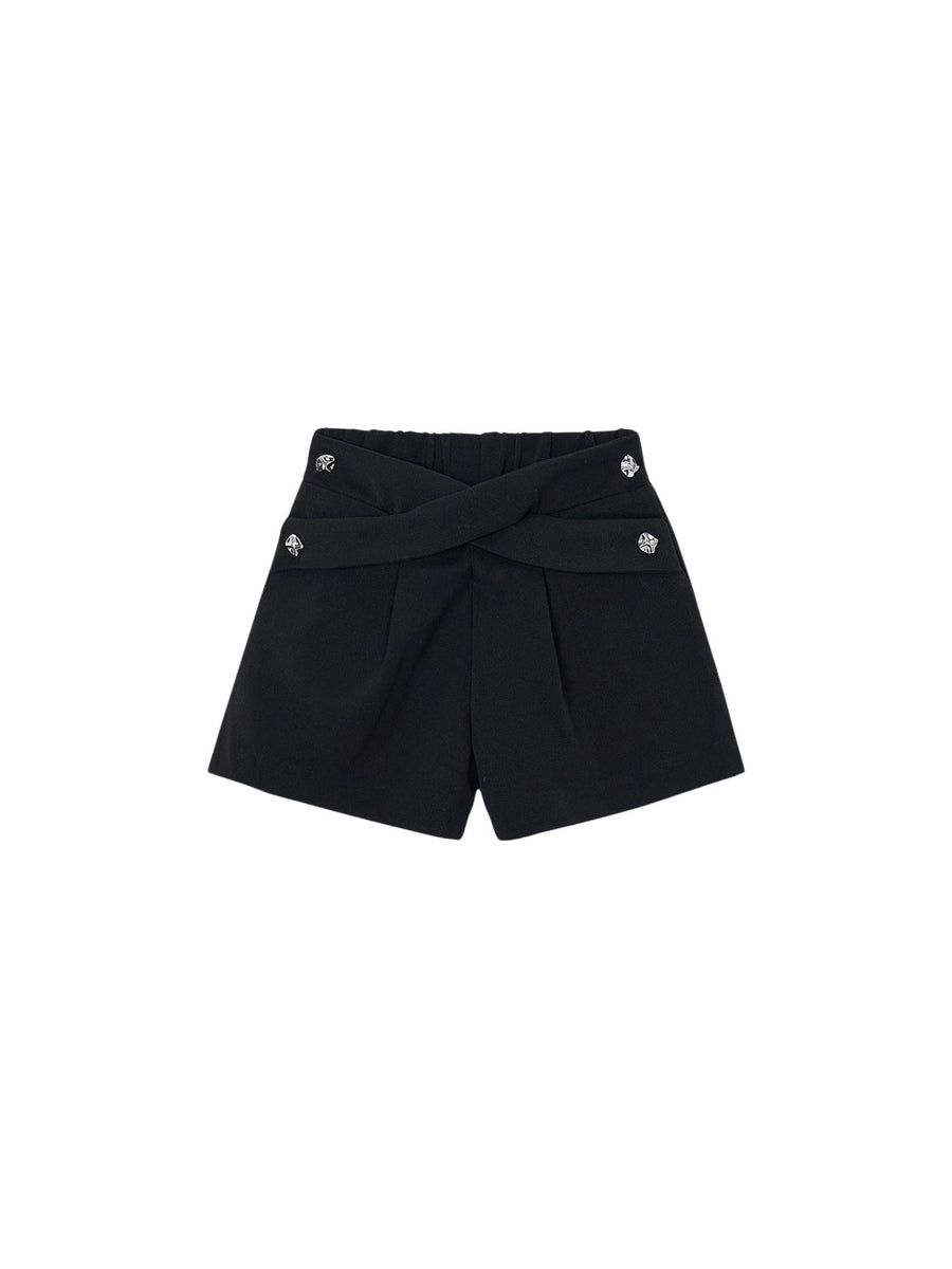 Bermuda cinto trespasse Preto (Preto)  para Menina - Mayoral