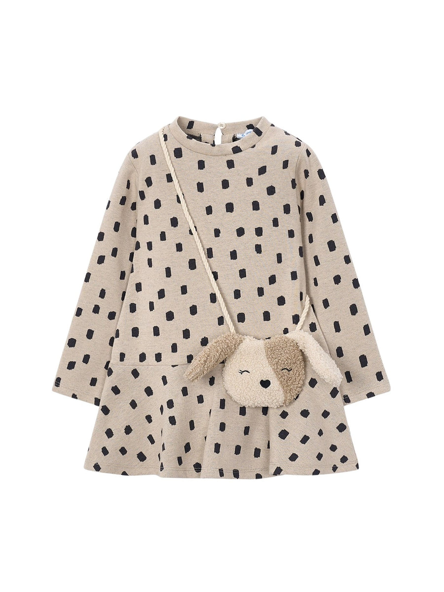 Vestido jaquard c/bolsa Quinoa vig (Bege)  para Menina - Mayoral