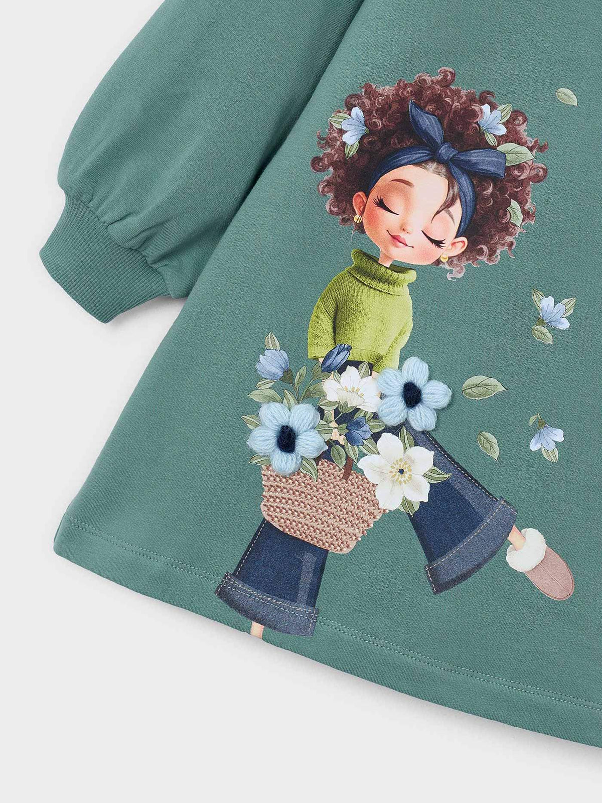 Vestido felpa serigrafia Loureiro (Azeitona)  para Menina - Mayoral