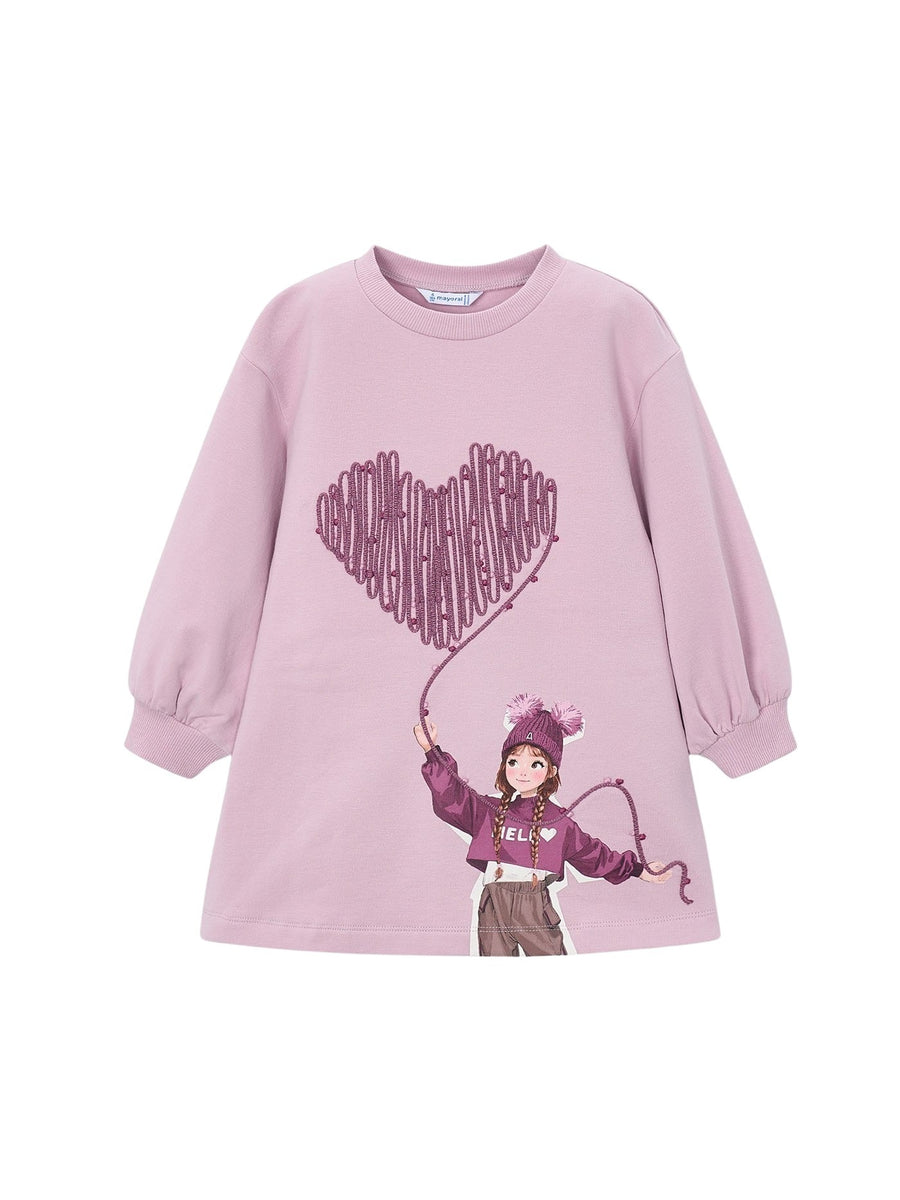 Vestido felpa serigrafia Rosa malva (Lilás)  para Menina - Mayoral