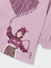 Vestido felpa serigrafia Rosa malva (Lilás)  para Menina - Mayoral