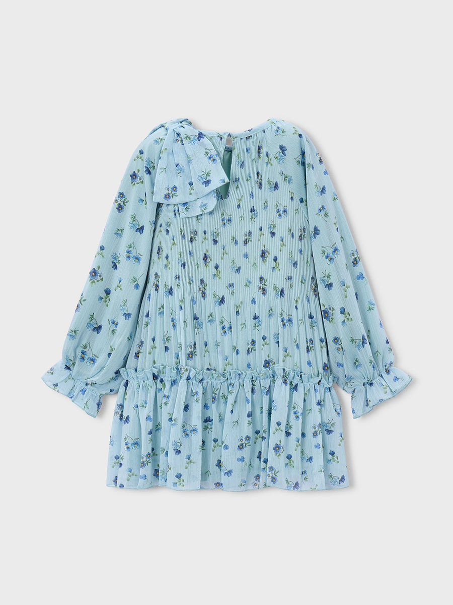 Vestido plissado estampado Anis (Verde Água)  para Menina - Mayoral