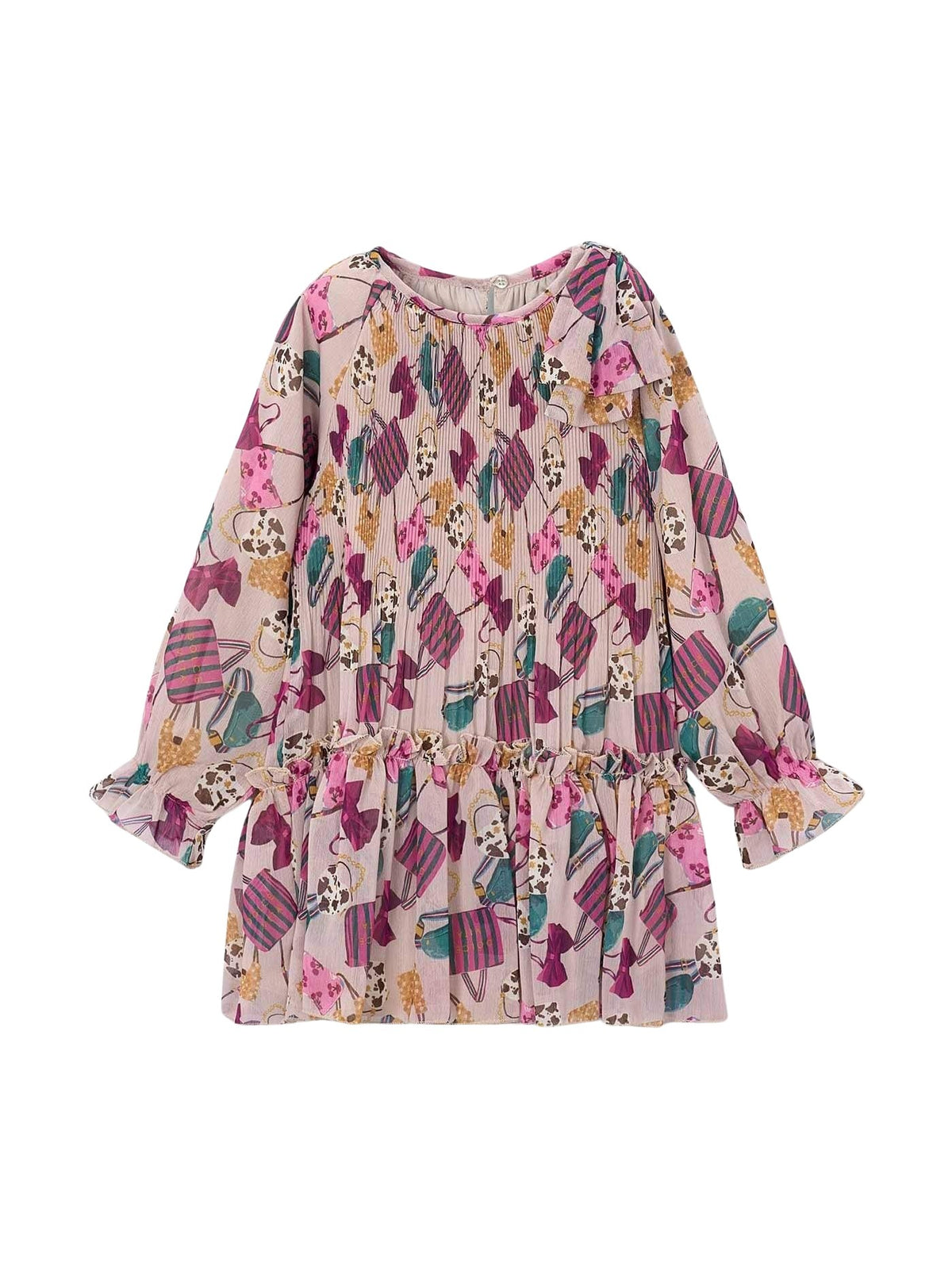 Vestido plissado estampado V.garrafa (Verde Escuro)  para Menina - Mayoral