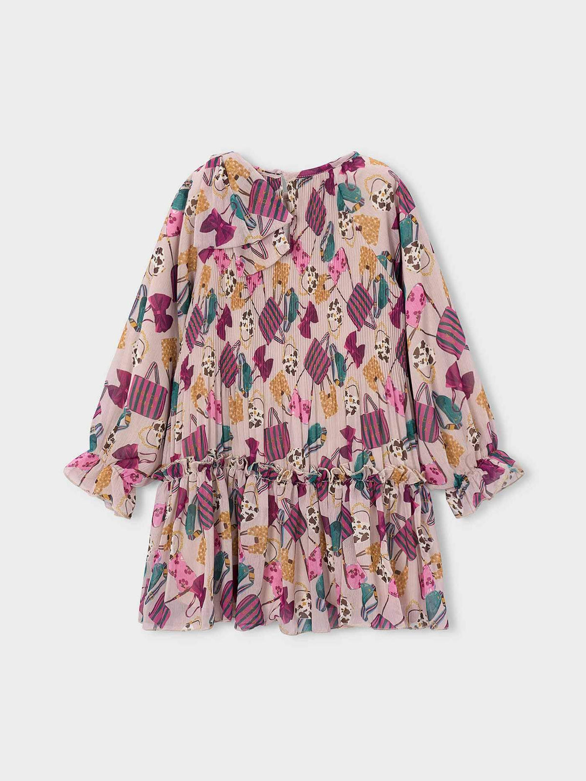 Vestido plissado estampado V.garrafa (Verde Escuro)  para Menina - Mayoral