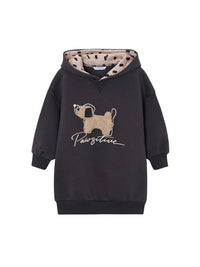 Vestido felpa carapuço Carvão (Cinza Escuro)  para Menina - Mayoral
