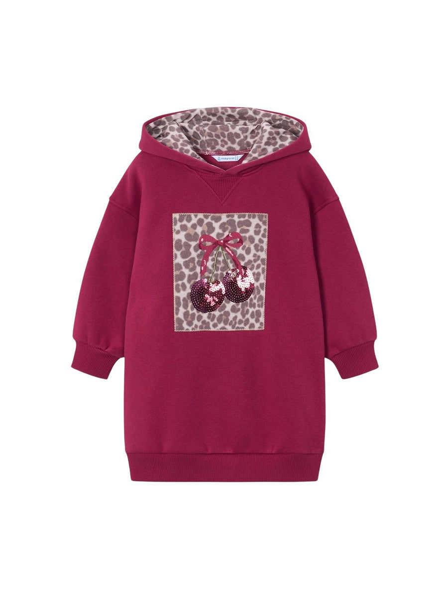 Vestido felpa carapuço Cherry (Bordeaux)  para Menina - Mayoral