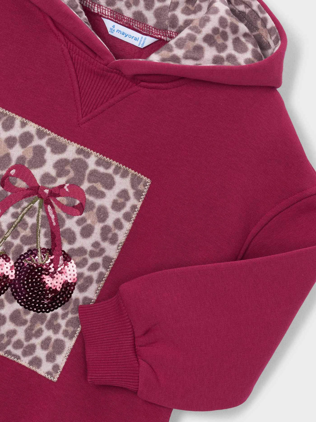 Vestido felpa carapuço Cherry (Bordeaux)  para Menina - Mayoral