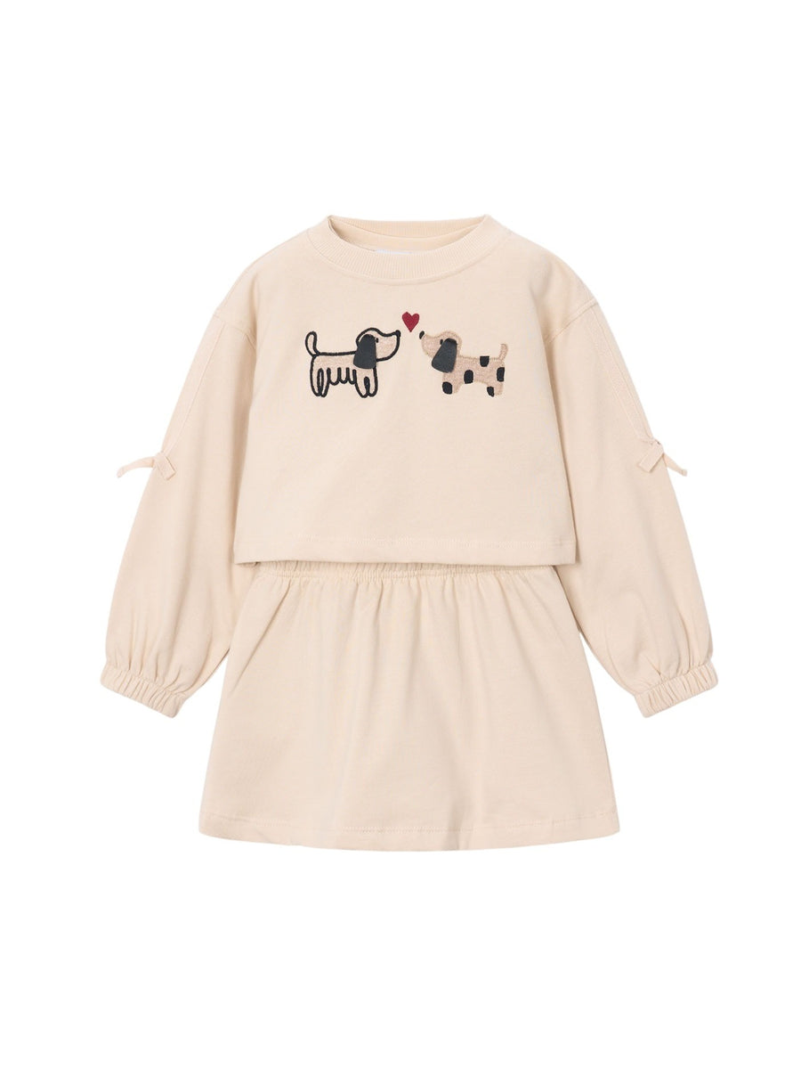 Vestido felpa bordado Tofu (Bege)  para Menina - Mayoral