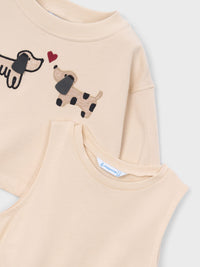 Vestido felpa bordado Tofu (Bege)  para Menina - Mayoral